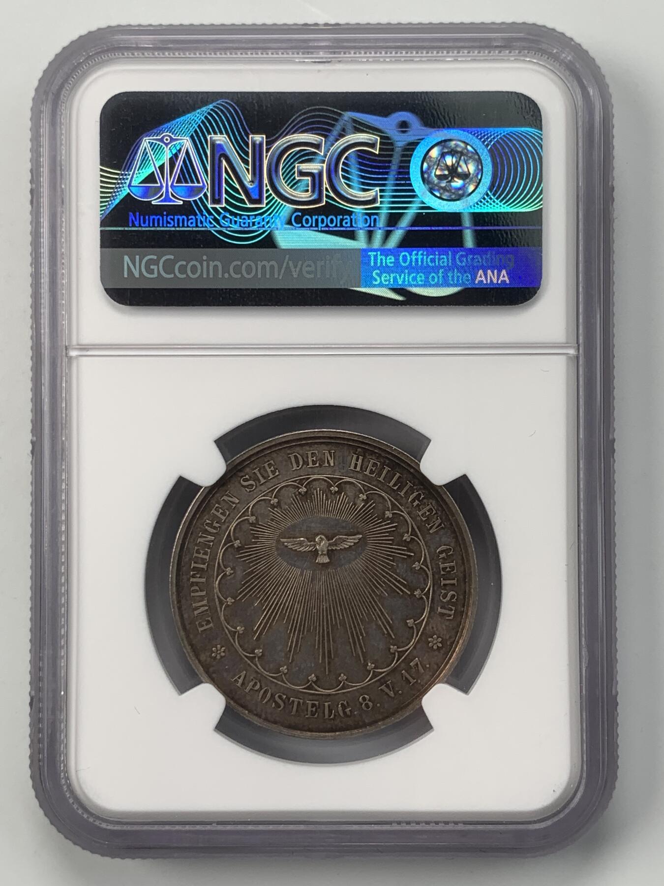 掌中浮雕-藏着的欧洲第050场 NGC MS62 : 德国坚信礼仪式银章，32mm