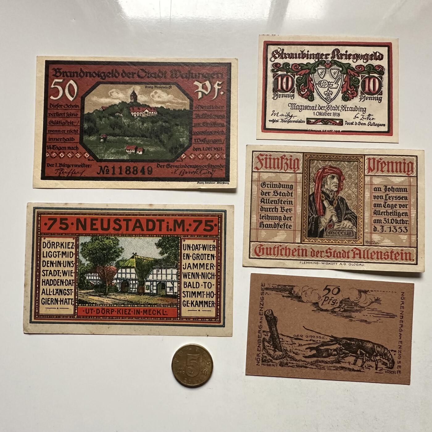 🌹外币初藏🌹🐯2026年第10场  每周二四六晚8️⃣点 接代拍 德国一战时期紧急币—1 带锁链的龙虾