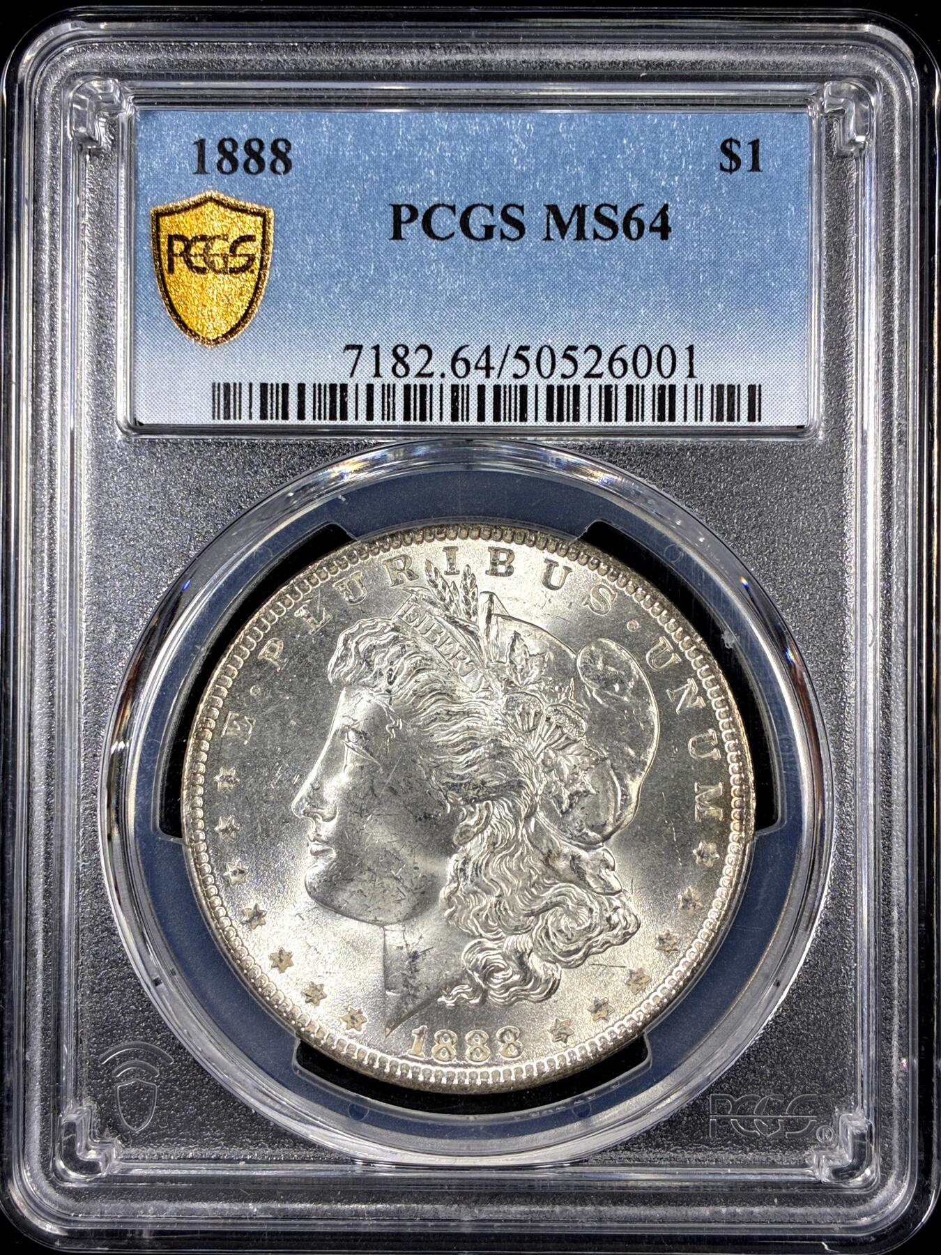 【雨安】【直播拍卖】【第0126期-评级币章】2026-01-24 周六 19:30 [评级美洲] USA 美国 1美元 (1878-1921) 摩根 1888年  PCGS-MS64 吉祥年