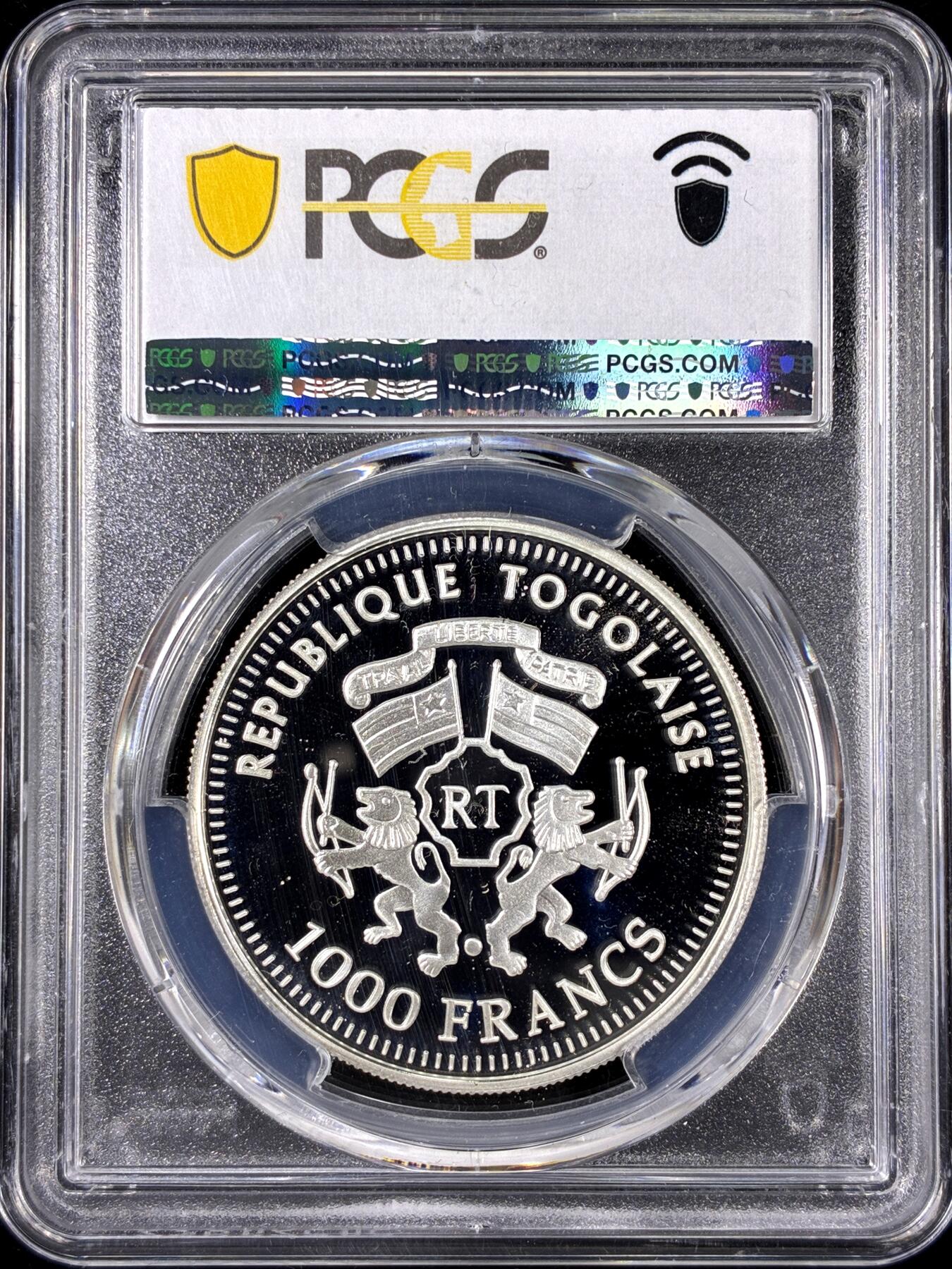 【雨安】【直播拍卖】【第0126期-评级币章】2026-01-24 周六 19:30 [评级现代] Togo 多哥 1000法郎 2004年 帆船 PCGS-PR69DCAM 精制币