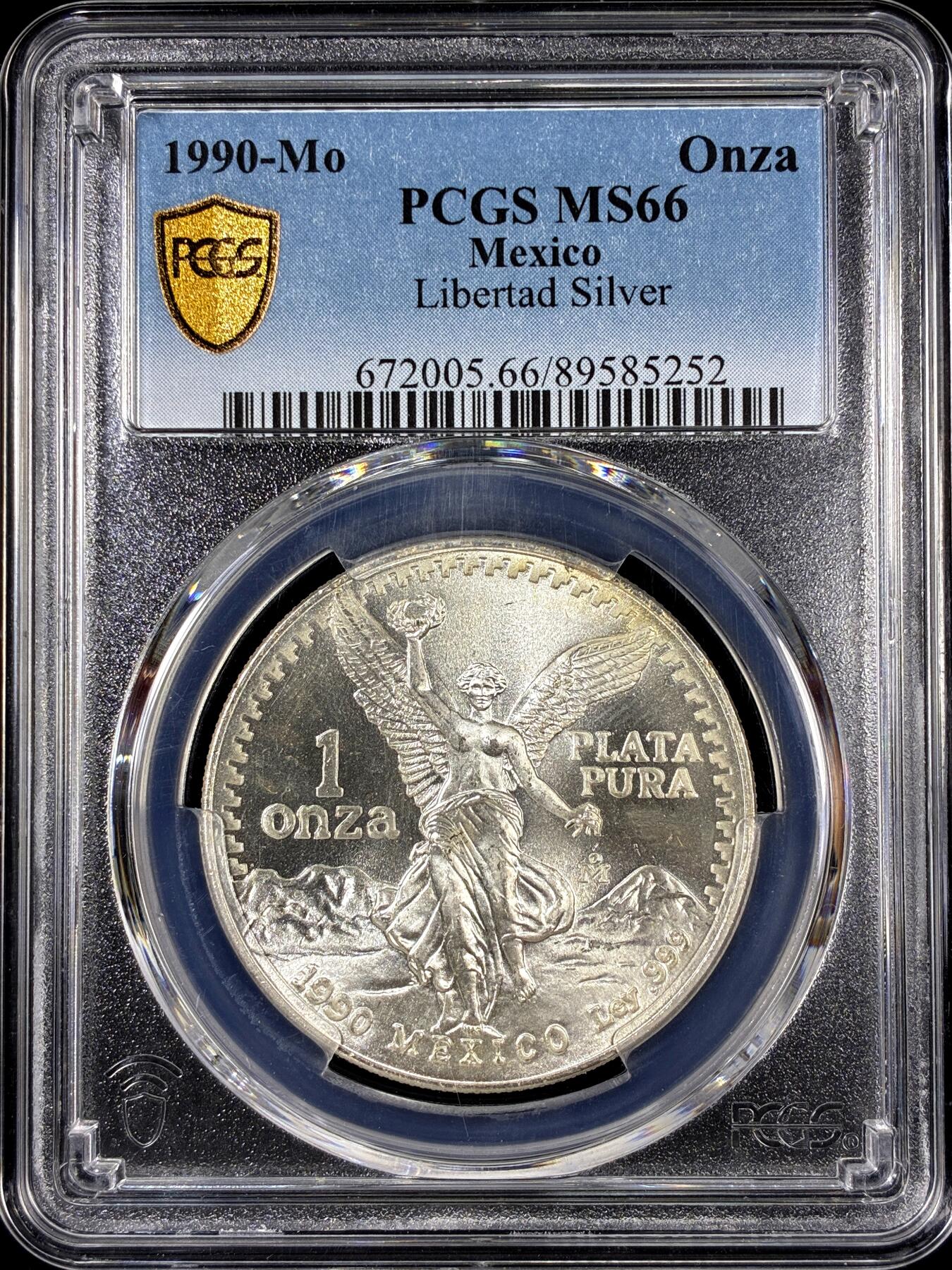 【雨安】【直播拍卖】【第0126期-评级币章】2026-01-24 周六 19:30 [评级现代] Mexico 墨西哥 投资银 自由女神 1盎司 1990年  PCGS-MS66