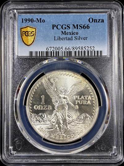 【雨安】【直播拍卖】【第0126期-评级币章】2026-01-24 周六 19:30 - [评级现代] Mexico 墨西哥 投资银 自由女神 1盎司 1990年  PCGS-MS66