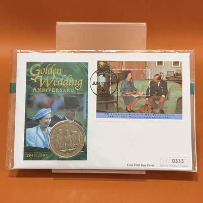 ＜星葵钱币社＞散币克朗场第68期·1月23日发货 - 〈邮币封〉利比里亚1997年金婚·皇室夫妇与马1元克朗型纪念币