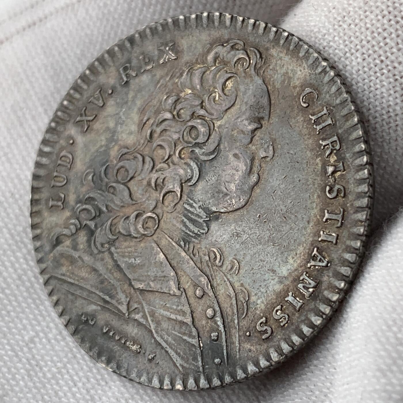 掌中浮雕-藏着的欧洲第050场 路易十五法国鲁昂市银质代币，30.5mm，8.1g