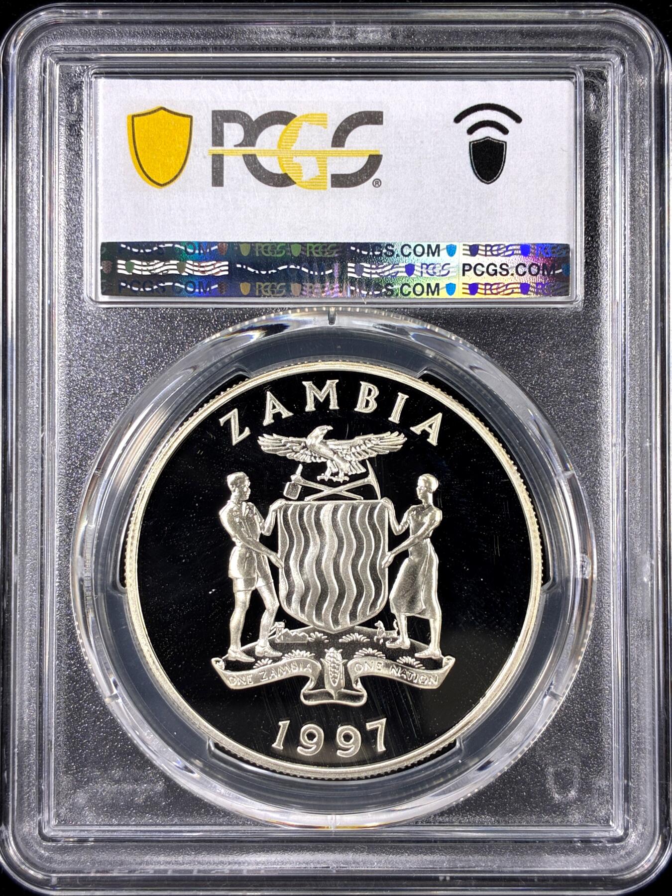 【雨安】【直播拍卖】【第0126期-评级币章】2026-01-24 周六 19:30 [评级现代] Zambia 赞比亚 1000元 1997年 银婚 PCGS-PR69DCAM 精制币