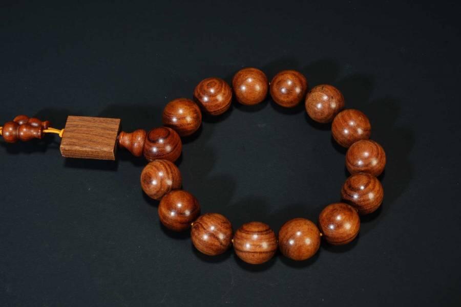 上海都达杂项专场四（全场包邮） 海南黄花梨虎皮纹1.5圆珠手串 附鉴定证书86-257