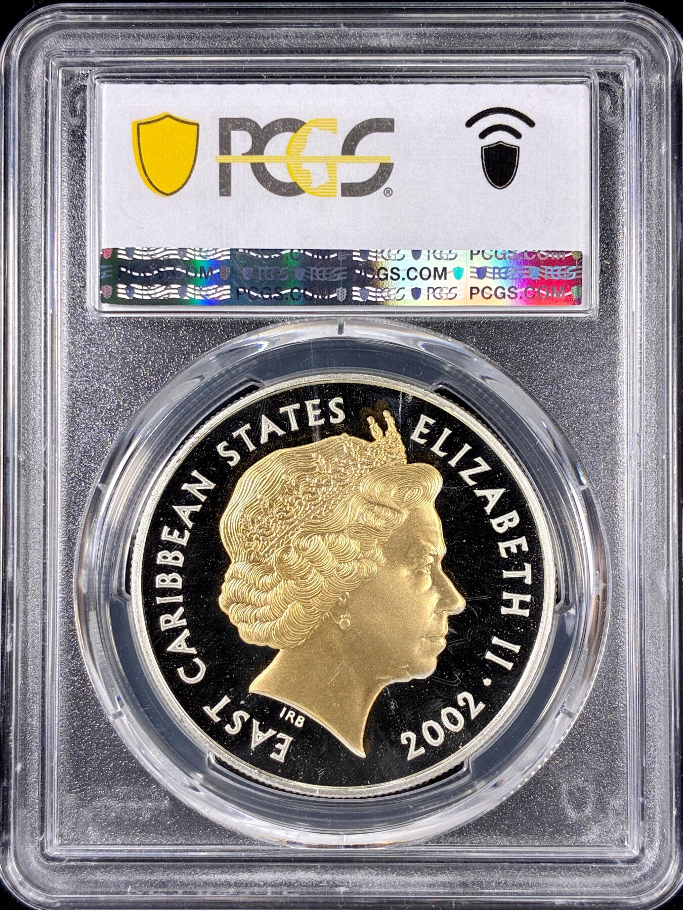 【雨安】【直播拍卖】【第0126期-评级币章】2026-01-24 周六 19:30 [评级现代] East Caribbean States 东加勒比 10元 2002年 伊丽莎白二世登基50周年 PCGS-PR68DCAM 精制币