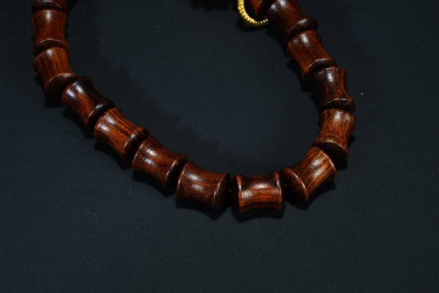 上海都达杂项专场四（全场包邮） 海南黄花梨虎皮纹竹节珠莲花手串 附鉴定证书86-267