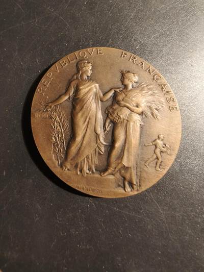 老王徽章第178期 - 法国农业协会大铜章    大师阿尔菲杜布瓦作品    直径50mm    重量61.1g