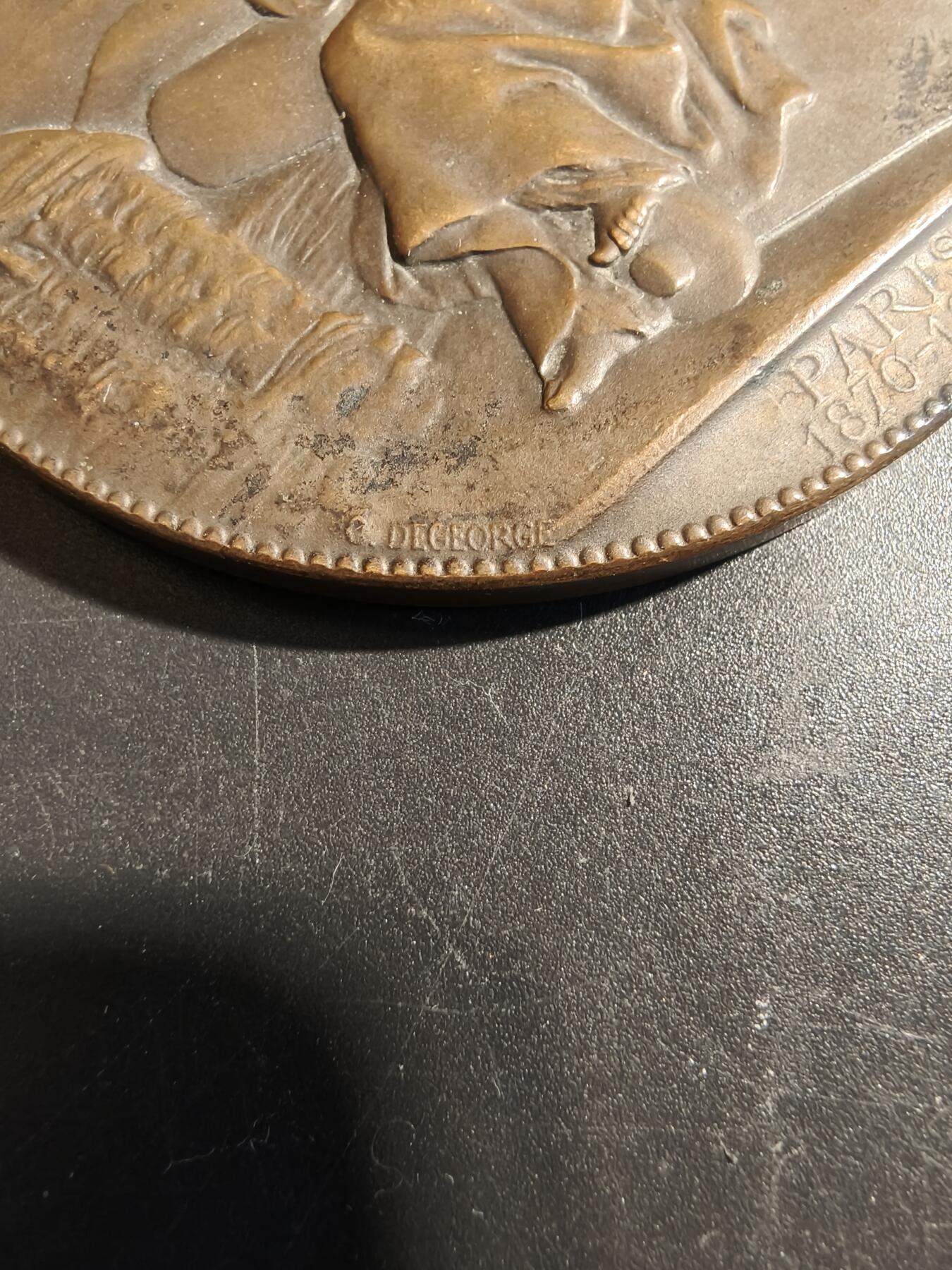 老王徽章第178期 法国1900巴黎世博会大铜章    大师Lemaire版本     直径54mm    重量69g