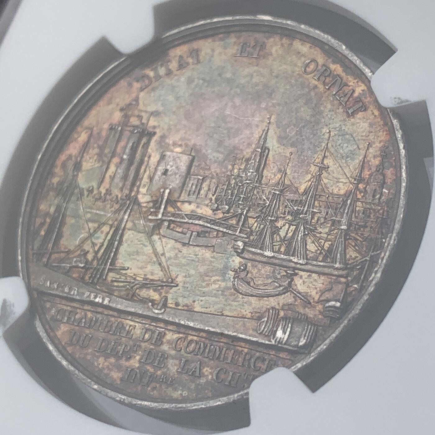掌中浮雕-藏着的欧洲第050场 NGC MS61 : 法国下夏朗德商会银章，33mm