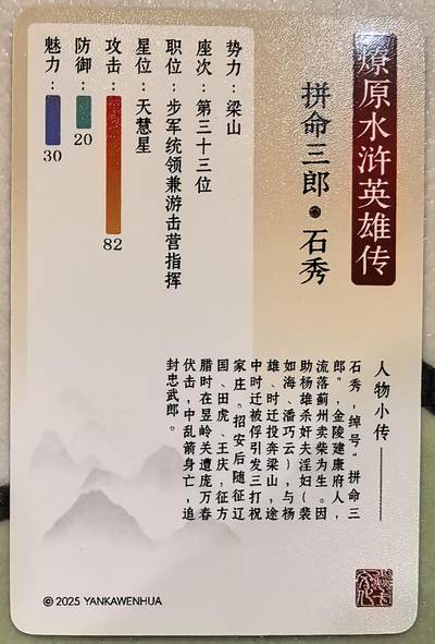 丫丫卡拍-场主生日🎂全场包邮（3月1日22：00截拍） 【稀有】燎原水浒-石秀 小浣熊卡尺寸