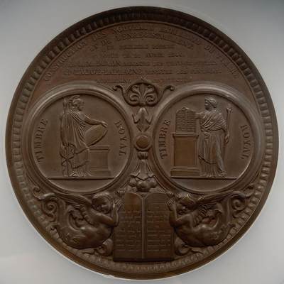 掌中浮雕-藏着的欧洲第050场 - NGC MS64 ：1846年法国皇家邮政局新建筑铜章，68mm，Borrel und J. Klagmann雕刻