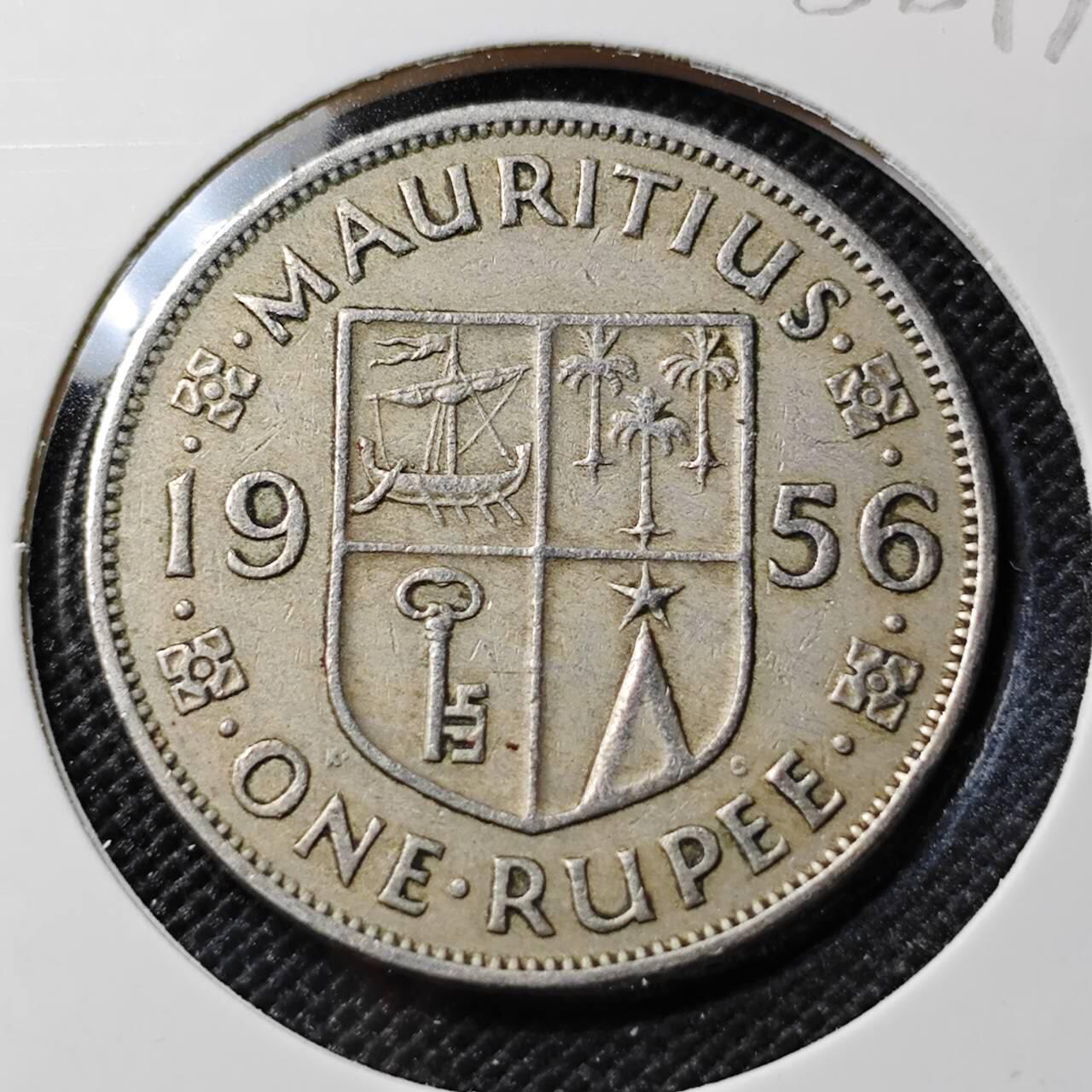 KK钱币收藏小铺  第388期  2月预留时间 周末发货  1956英属毛里求斯1卢比