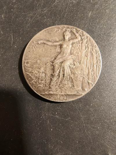 老王徽章第178期 - 法国夏罗勒农业协会镀银大铜章     直径36mm    重量23.7g