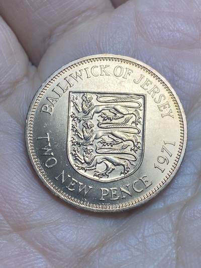 2026年第十二场(总第一百八十一场）外国好品散币场(免佣金) - 原光好品–英属泽西岛🇯🇪1971年2新便士(伊丽莎白二世中年花冠，十进制第一套首发年)