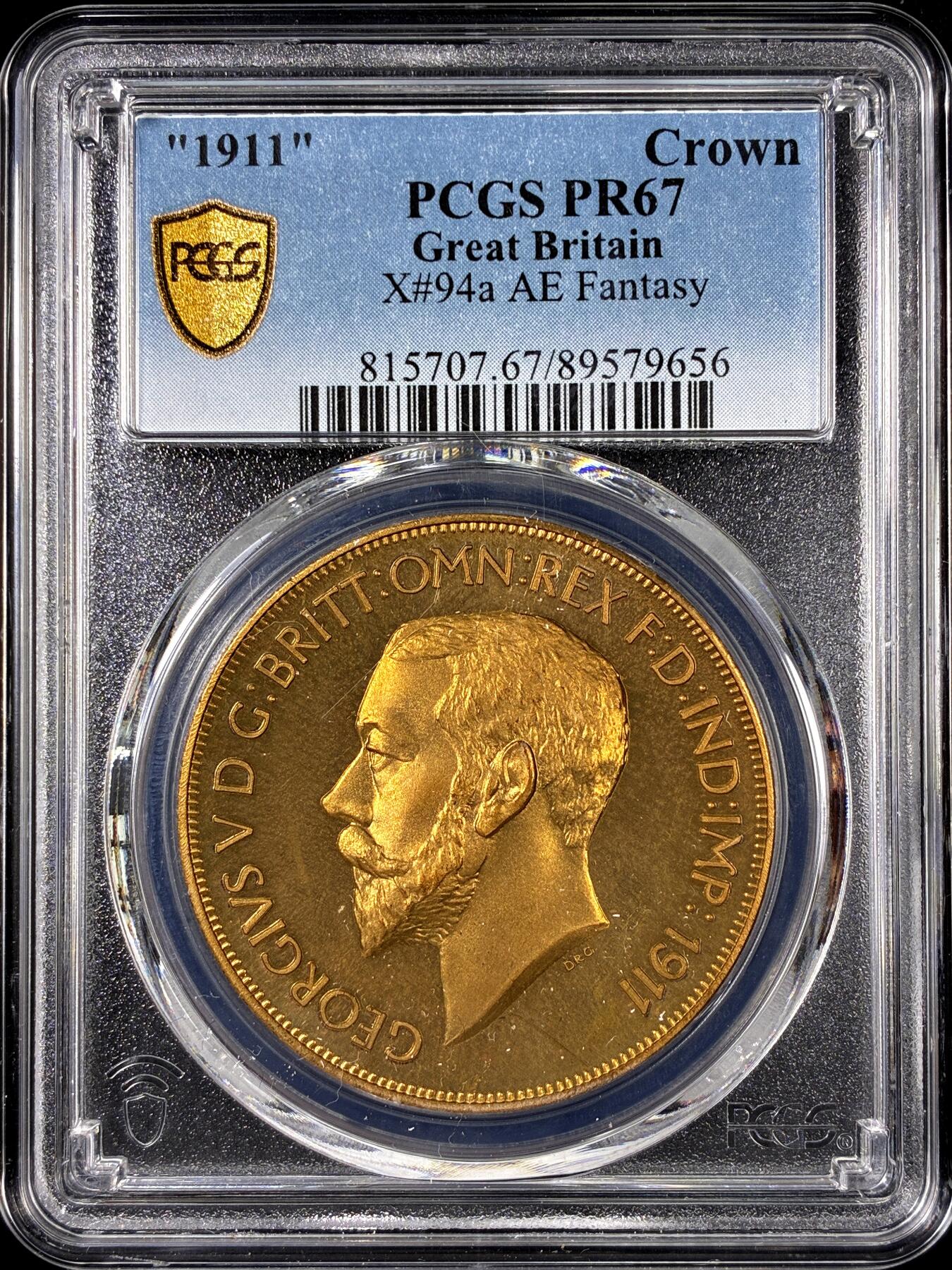 【雨安】【直播拍卖】【第0126期-评级币章】2026-01-24 周六 19:30 [评级欧洲] Great Britain 英国 1克朗 1911年 乔治五世 X#94a 精制 PCGS-PR67 精制币