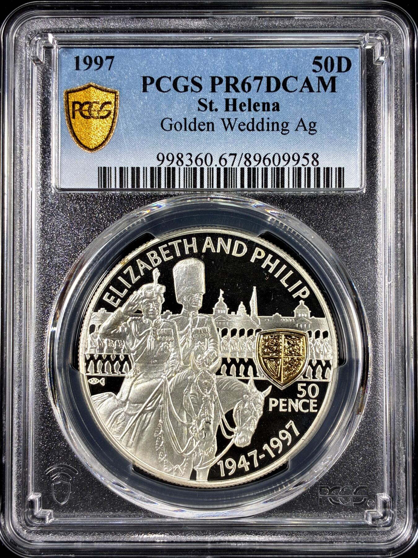 【雨安】【直播拍卖】【第0126期-评级币章】2026-01-24 周六 19:30 [评级现代] St. Helena 圣赫勒拿岛 50便士 1995年 金婚 PCGS-PR67DCAM 精制币