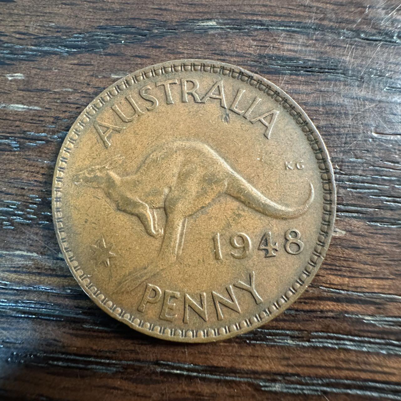 蒂克钱币- 第56场 外国散币免佣金限时拍 澳大利亚1948年 乔治六世 1便士铜币