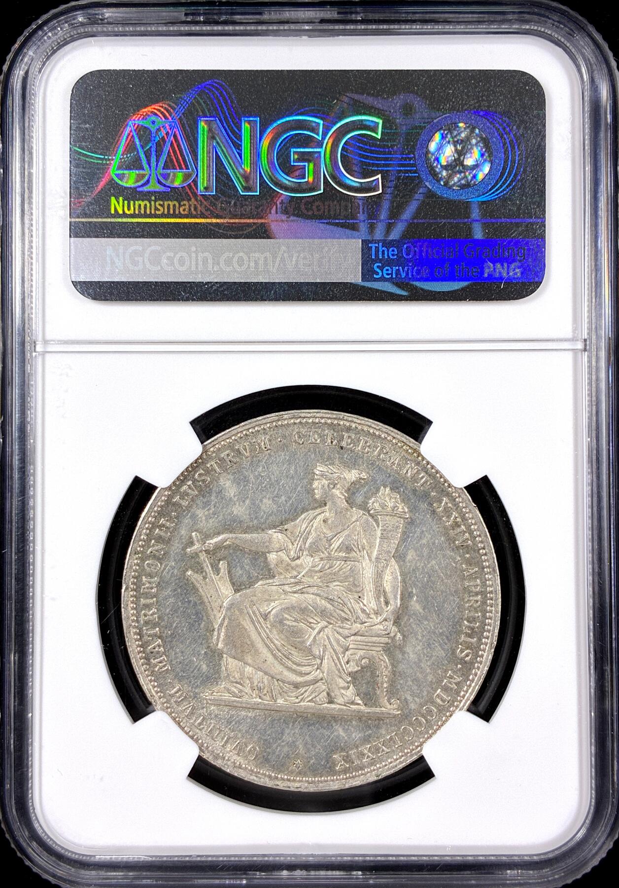 【雨安】【直播拍卖】【第0126期-评级币章】2026-01-24 周六 19:30 [评级欧洲] Austria 奥地利 2弗洛林 1879年 茜茜公主婚礼  NGC-MS62