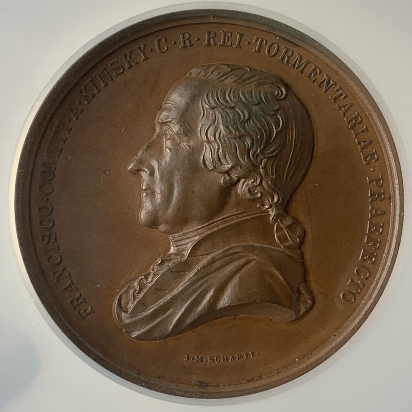 掌中浮雕-藏着的欧洲第050场 NGC MS63：1846年奥地利FRANZ KINSKY伯爵纪念铜章，48mm