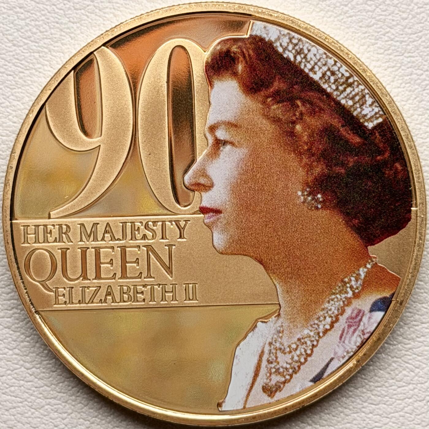 ＜星葵钱币社＞散币克朗场第68期·1月23日发货 泽西岛2016年女王90岁生日50便士克朗型镀金精制纪念币