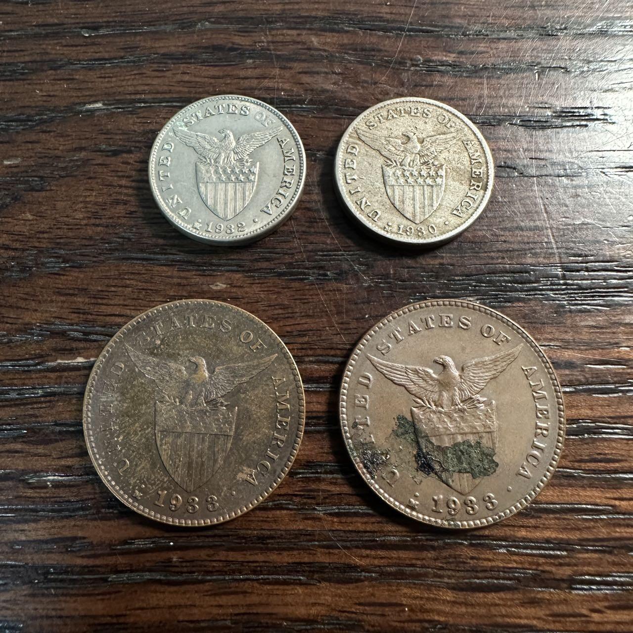 蒂克钱币- 第56场 外国散币免佣金限时拍 美属菲律宾 硬币四枚