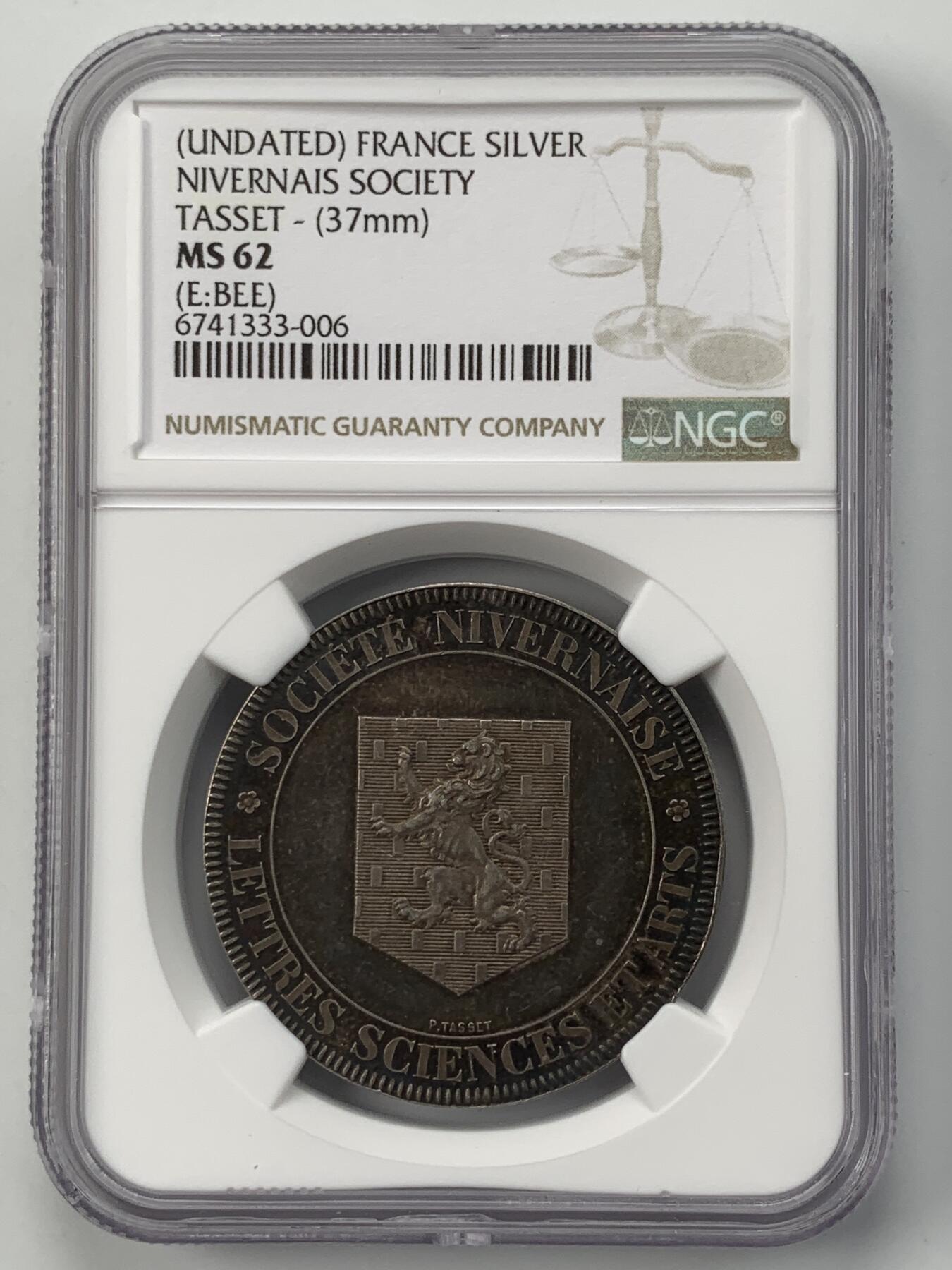 掌中浮雕-藏着的欧洲第050场 NGC MS62 : 法国尼韦尔奈文理艺术学会 , 37mm