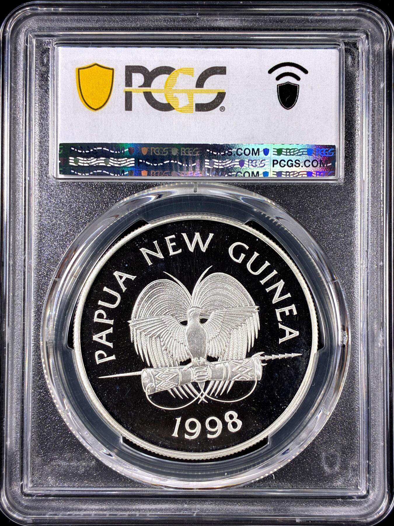 【雨安】【直播拍卖】【第0126期-评级币章】2026-01-24 周六 19:30 [评级现代] Papua New Guinea 巴布亚新几内亚 5元 1998年 王太后 PCGS-PR68DCAM 精制币