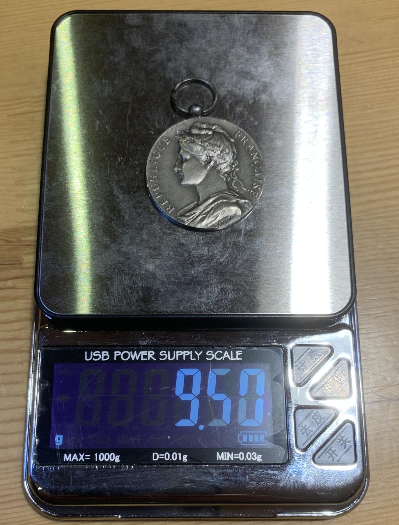 掌中浮雕-藏着的欧洲第050场 法国玛丽安娜银质奖章，章体直径27mm，9.5g