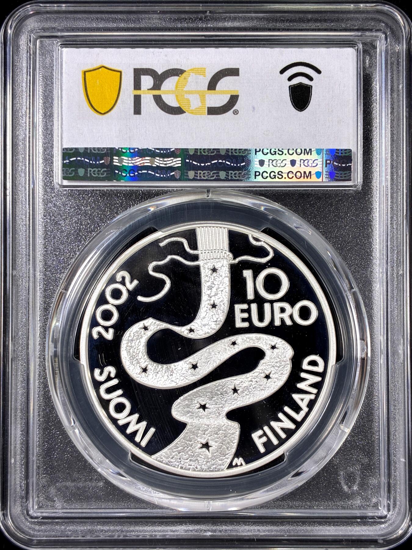 【雨安】【直播拍卖】【第0126期-评级币章】2026-01-24 周六 19:30 [评级欧元] Finland 欧元 芬兰 10欧元 2002年 芬兰民族精神埃利亚斯·伦罗特 PCGS-PR67DCAM 精制币