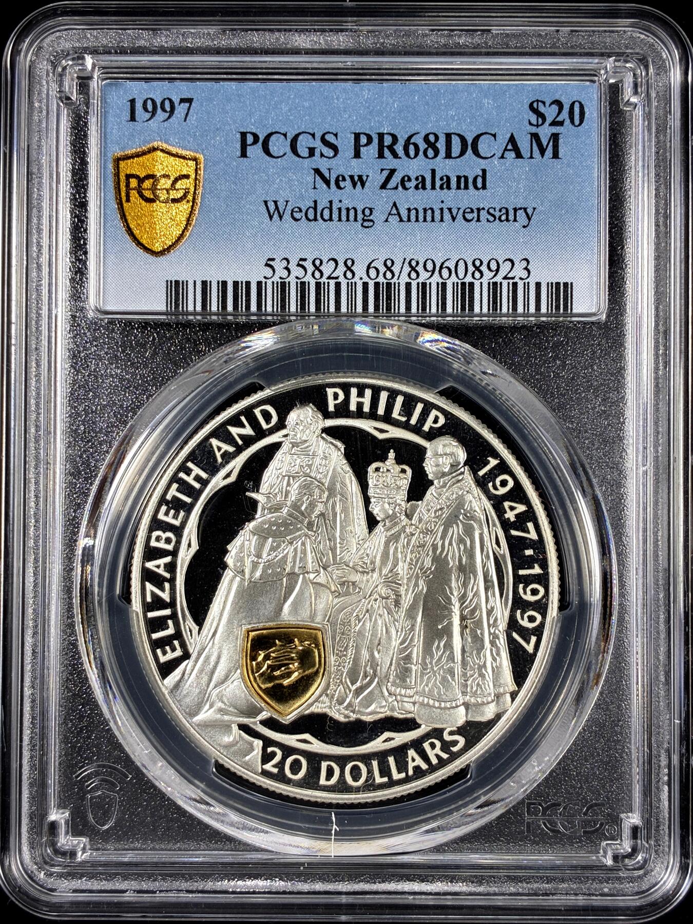 【雨安】【直播拍卖】【第0126期-评级币章】2026-01-24 周六 19:30 [评级现代] New Zeeland 新西兰 20元 1997年 结婚纪念 PCGS-PR68DCAM 精制币