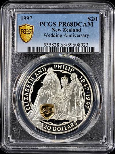 【雨安】【直播拍卖】【第0126期-评级币章】2026-01-24 周六 19:30 - [评级现代] New Zeeland 新西兰 20元 1997年 结婚纪念 PCGS-PR68DCAM 精制币