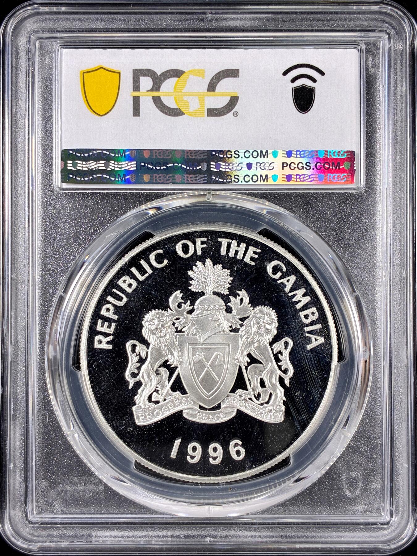 【雨安】【直播拍卖】【第0126期-评级币章】2026-01-24 周六 19:30 [评级现代] Gambia 冈比亚 20元 1996年 伊丽莎白二世青年 PCGS-PR67DCAM 精制币