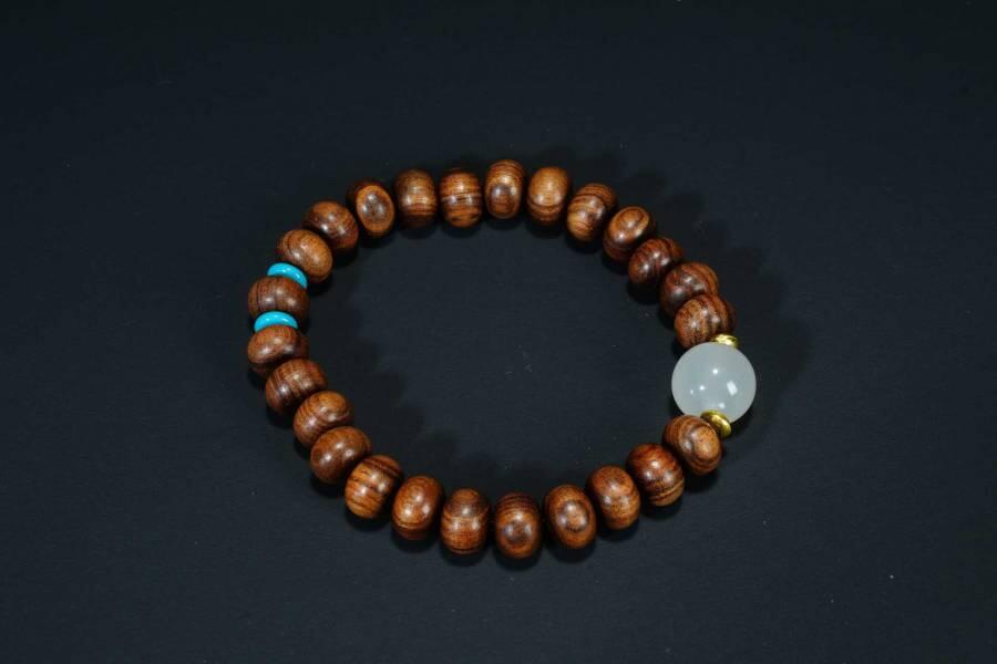 上海都达杂项专场四（全场包邮） 海南黄花梨虎皮纹算盘珠手串 附肯定证书86-268