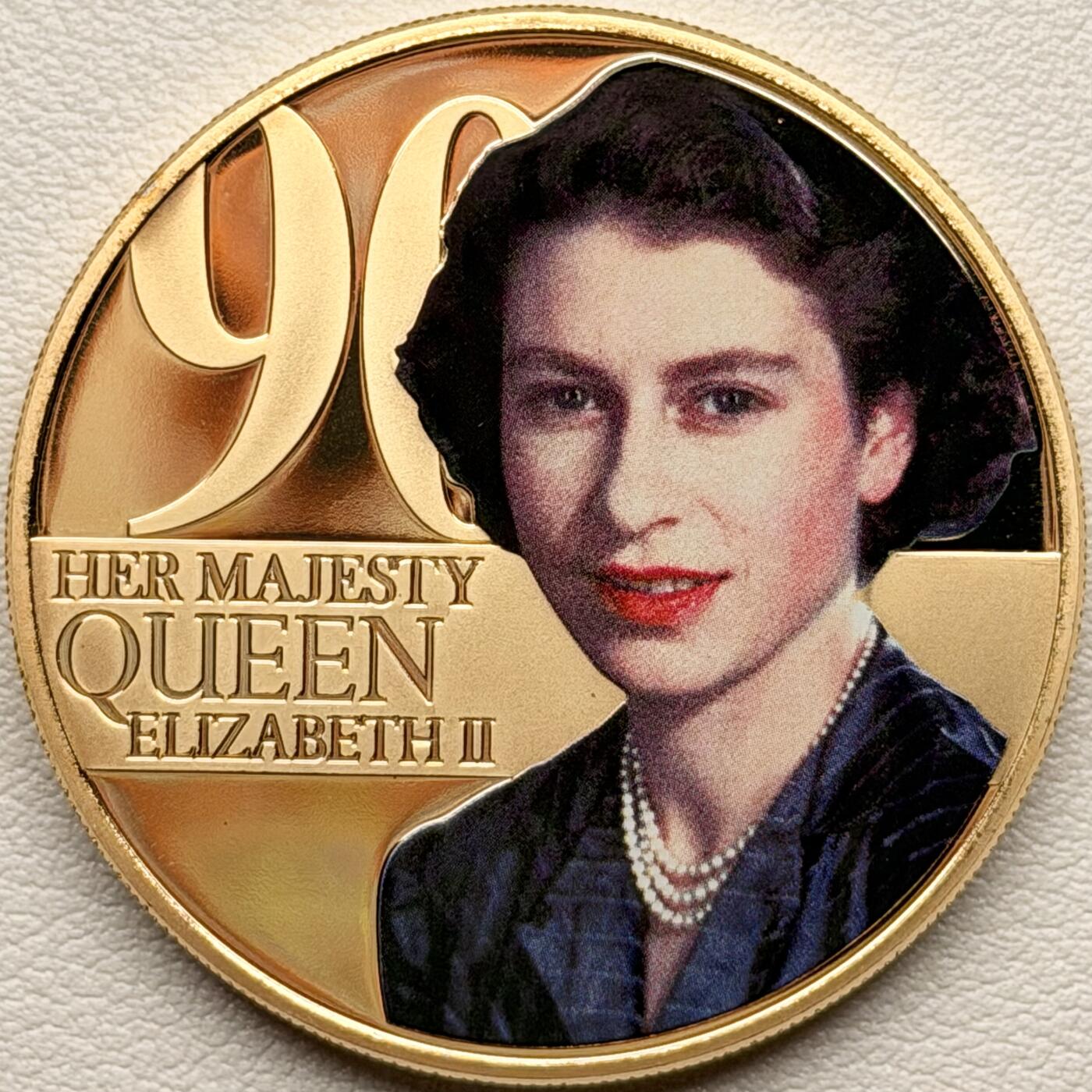 ＜星葵钱币社＞散币克朗场第68期·1月23日发货 泽西岛2016年女王90岁生日50便士克朗型镀金精制纪念币