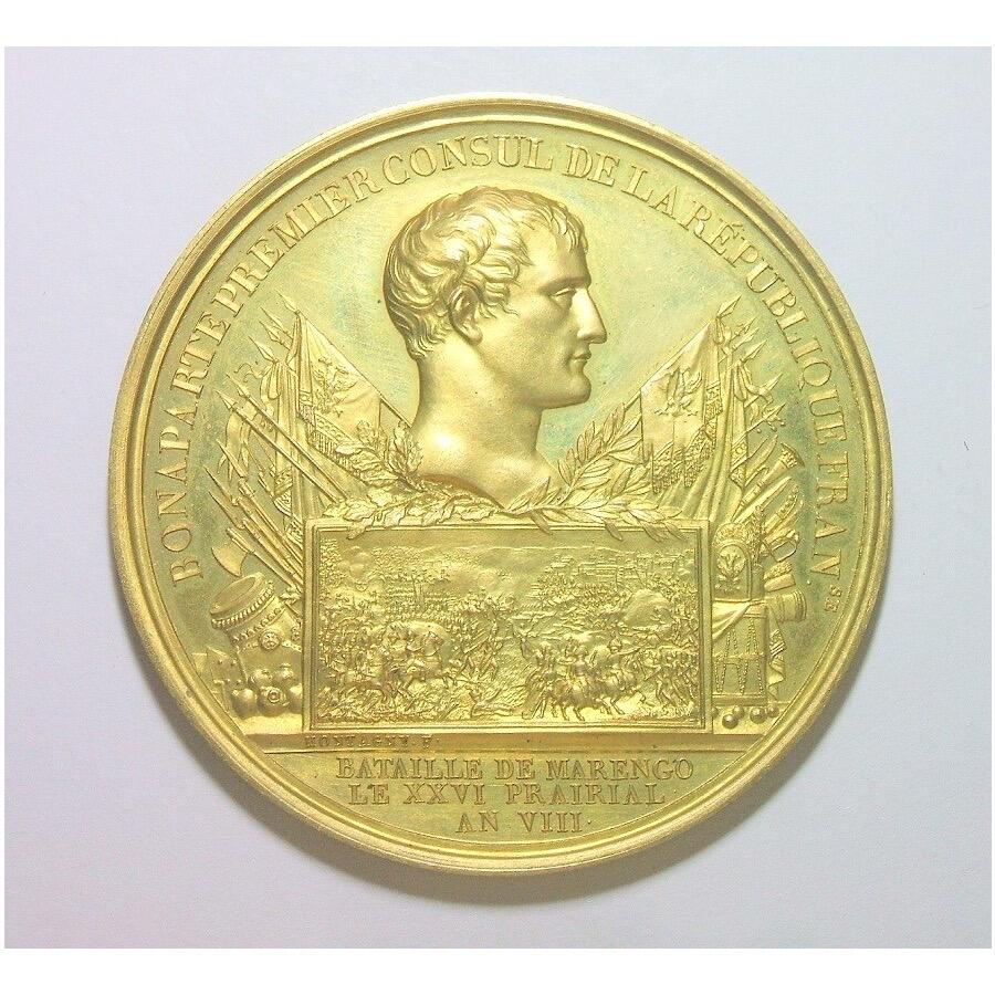 【艺术】法国艺术大章 纪念1800年拿破仑 马伦哥战役高浮雕精制超大镀金章 60MM