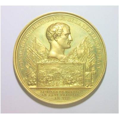 【艺术】法国艺术大章 纪念1800年拿破仑 马伦哥战役高浮雕精制超大镀金章 60MM 【艺术】法国艺术大章 纪念1800年拿破仑 马伦哥战役高浮雕精制超大镀金章 60MM