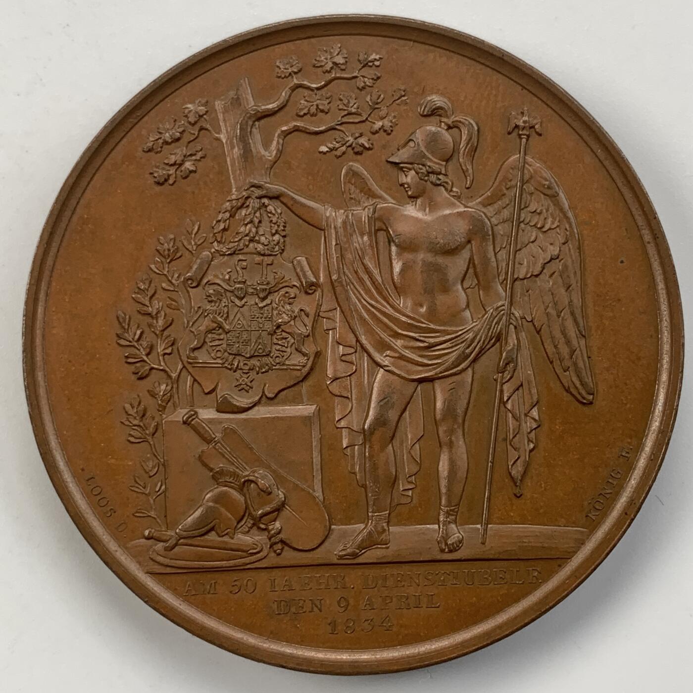 掌中浮雕-藏着的欧洲第050场 1834年普鲁士将军、货币局长兼财政部长冯.维利奇伯爵铜章，50mm，70g