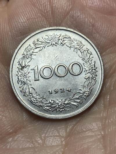 2026年第十二场(总第一百八十一场）外国好品散币场(免佣金) - 奥地利🇦🇹1924单年份1000克朗(二战前共和国第一套)