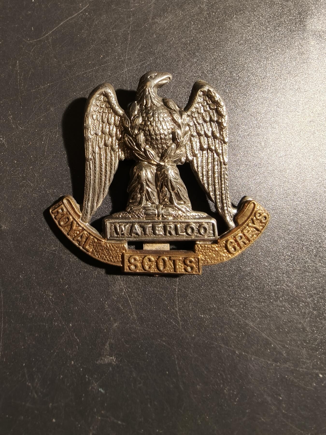 老王徽章第178期 英国皇家苏格兰灰骑兵团帽徽    一战时期