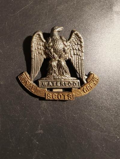 老王徽章第178期 - 英国皇家苏格兰灰骑兵团帽徽    一战时期
