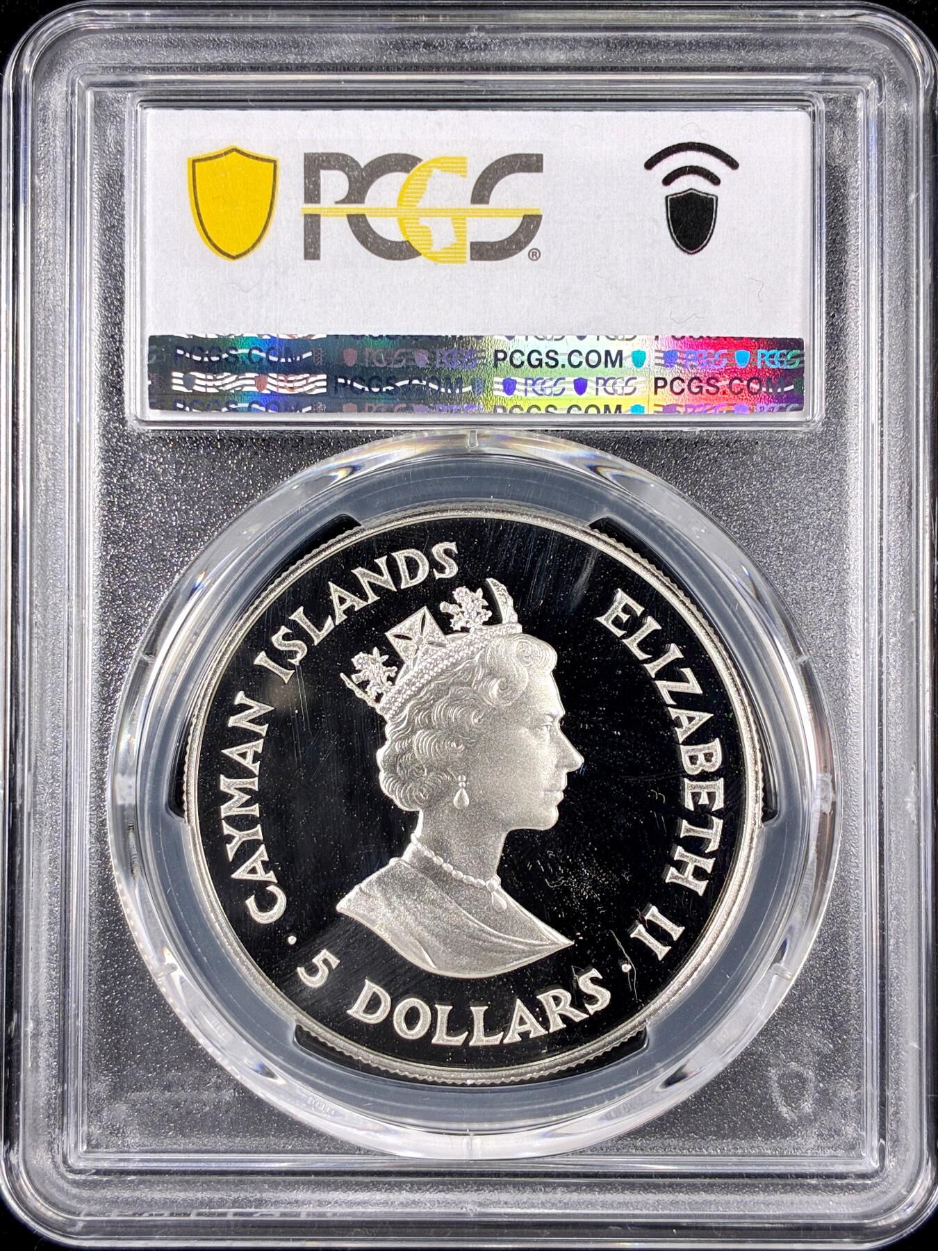 【雨安】【直播拍卖】【第0126期-评级币章】2026-01-24 周六 19:30 [评级现代] Cayman Islands 开曼群岛 5元 1987年 伊丽莎白二世结婚40周年 PCGS-PR69DCAM 精制币