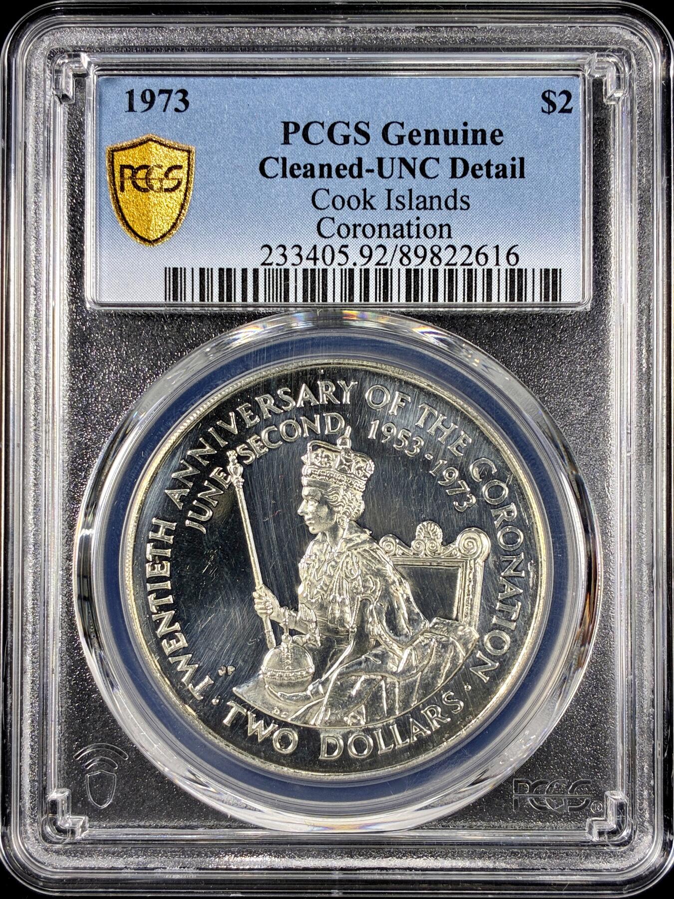 【雨安】【直播拍卖】【第0126期-评级币章】2026-01-24 周六 19:30 [评级现代] Cook Island 库克群岛 2元 1973年 登基  PCGS-UNC