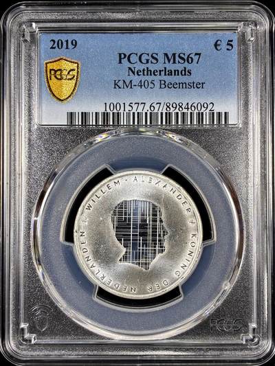 【雨安】【直播拍卖】【第0126期-评级币章】2026-01-24 周六 19:30 - [评级欧元] Netherlands 欧元 荷兰 5欧元 2019年 Beemster  PCGS-MS67