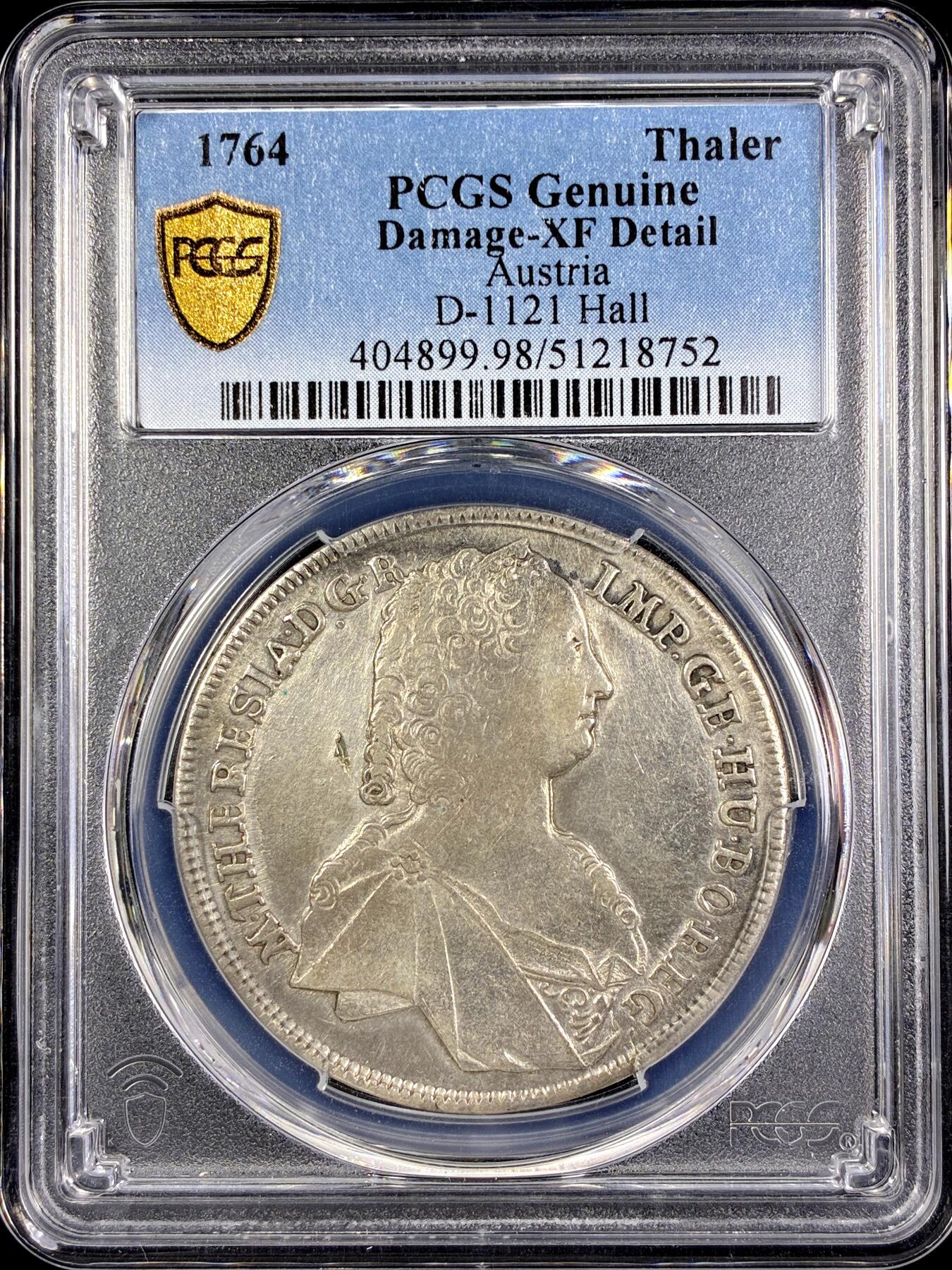 【雨安】【直播拍卖】【第0126期-评级币章】2026-01-24 周六 19:30 [评级欧洲] Austria 奥地利 1泰勒 KM#1816 DAV-1121 (1754-1765) 特蕾西亚 1764年  PCGS-XF