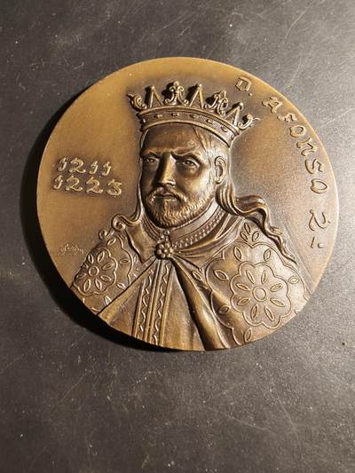老王徽章第178期 - 葡萄牙国王唐·阿方索二世首次宫廷会议大铜章     直径80mm    重量211g