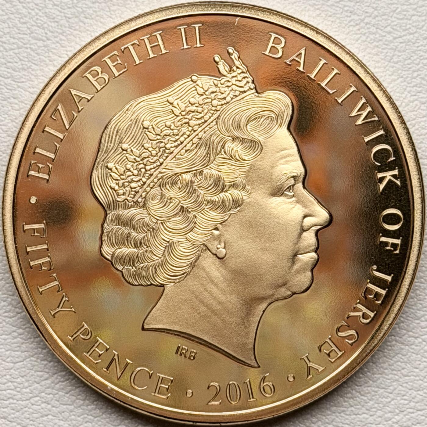 ＜星葵钱币社＞散币克朗场第68期·1月23日发货 泽西岛2016年女王90岁生日50便士克朗型镀金精制纪念币