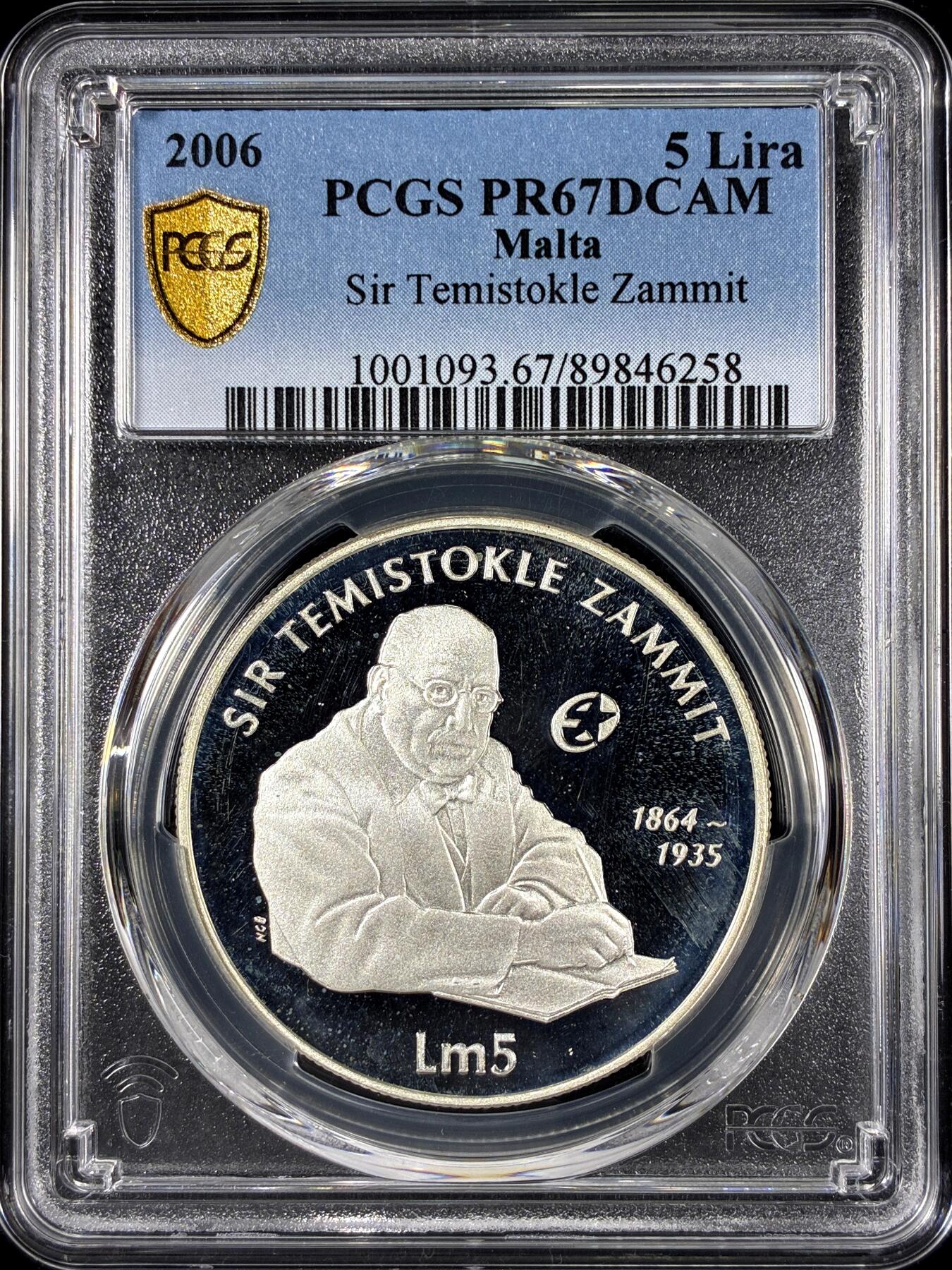 【雨安】【直播拍卖】【第0126期-评级币章】2026-01-24 周六 19:30 [评级现代] Malta 马耳他 5里拉 2006年 马耳他考古学之父 PCGS-PR67DCAM 精制币