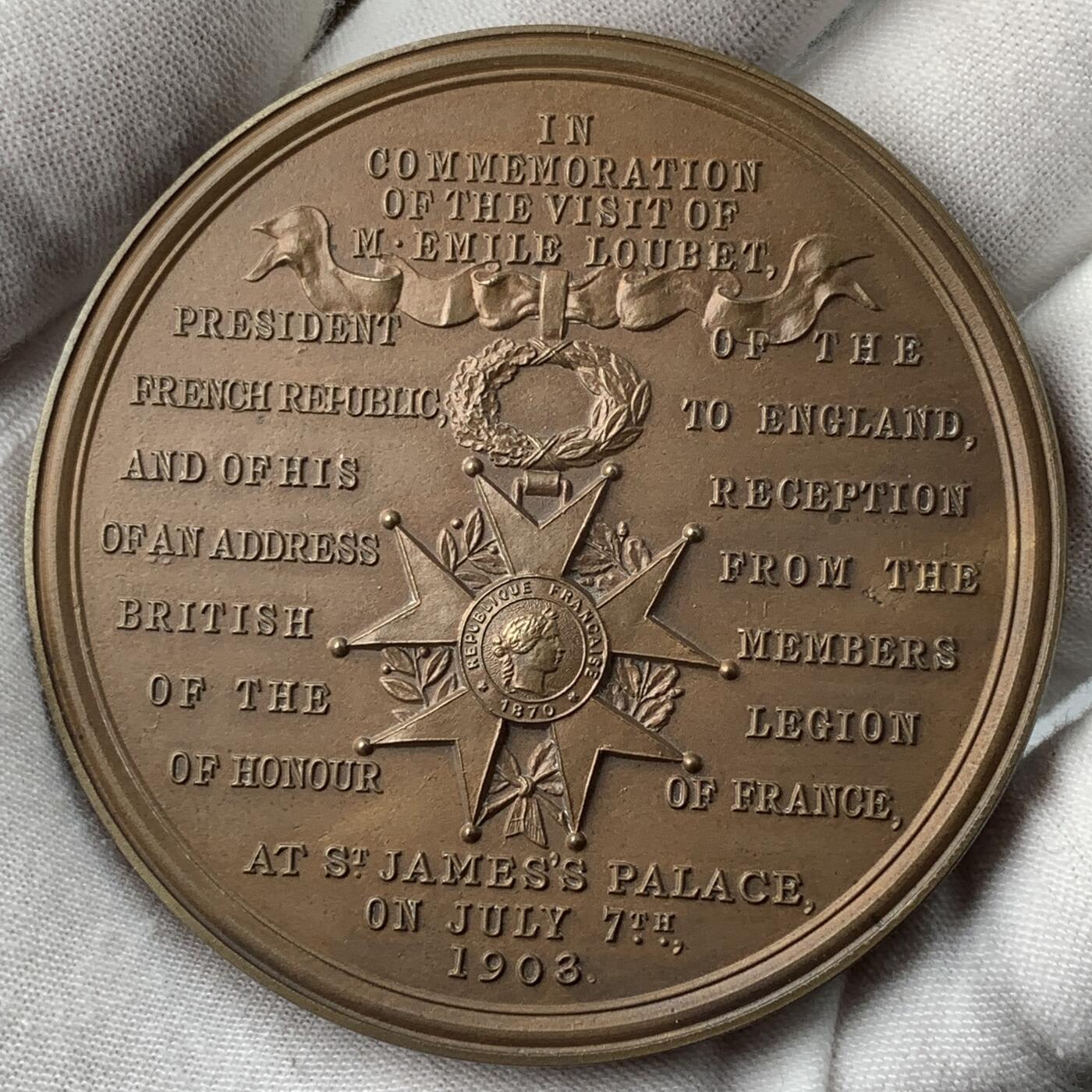 掌中浮雕-藏着的欧洲第050场 1903年法国总统埃米尔·卢贝访问英国纪念，64mm，原盒有破损